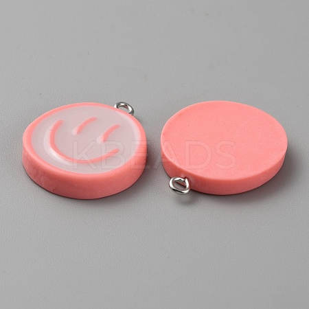 Opaque Resin Enamel Pendants RESI-WH0036-20J-1