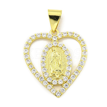 Rack Plating Brass Micro Pave Clear Cubic Zirconia Pendants KK-B091-21G-07-1