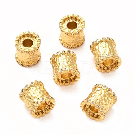 Brass Micro Pave Clear Cubic Zirconia European Beads ZIRC-P086-38G-1
