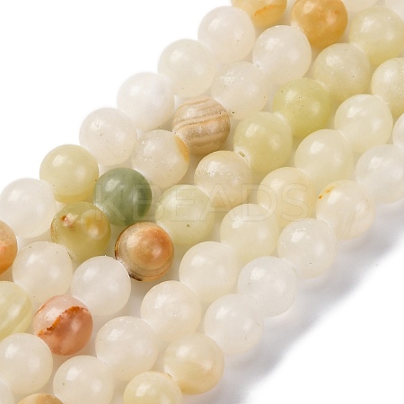 Natural Green Banded Calcite(Afghan Jade) Beads Strands G-B130-6mm-01-1
