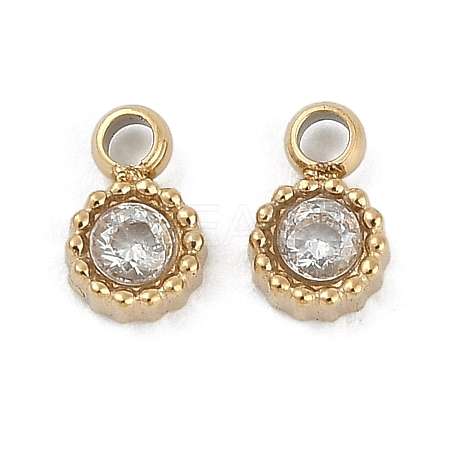 304 Stainless Steel Micro Pave Cubic Zirconia Pendants STAS-I325-024G-1