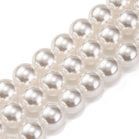 Baking Paint Pearlized Glass Pearl Round Bead Strands X-PEAR-H019-02E-04-1