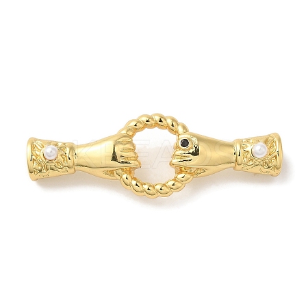Rack Plating Brass Pave Black Cubic Zirconia Hands with Rings Links Connector Charms KK-A229-14G-1