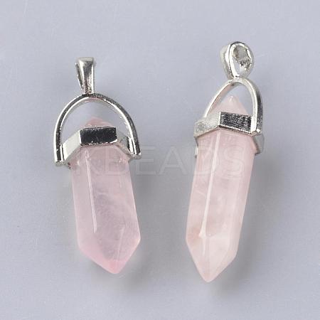 Natural Rose Quartz Double Terminated Pointed Pendants G-S240-13-1
