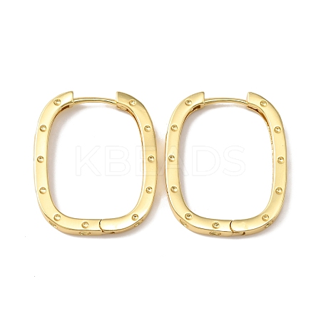 Brass Oval with Polka Dot Hoop Earrings for Woman EJEW-F314-02C-G-1