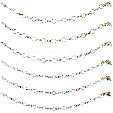 6Pcs 2 Style Acrylic Number Bead Knitting Row Counter Chains HJEW-SC0001-50-1