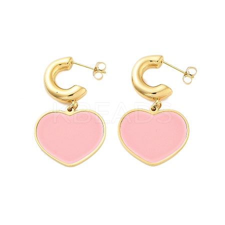 Ion Plating(IP) 304 Stainless Steel Heart Stud Earrings EJEW-A114-11G-03-1