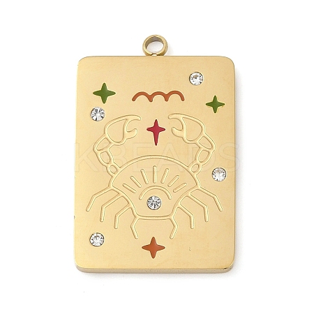 304 Stainless Steel Rhinestones Pendants STAS-D306-01G-D-1