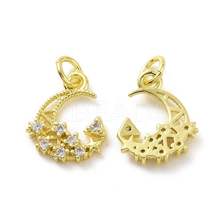 Brass Micro Pave Clear Cubic Zirconia Charms KK-E068-VF048-1
