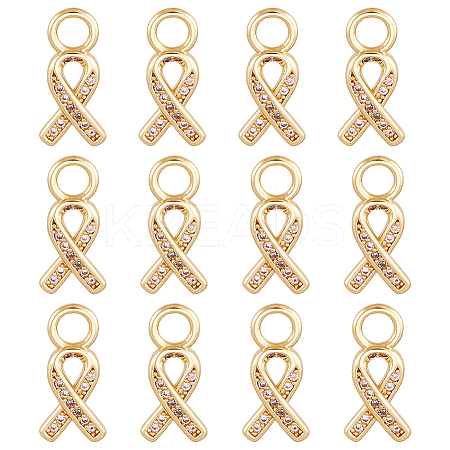 12Pcs Rack Plating Brass Micro Pave Cubic Zirconia Charms KK-BC0014-57-1