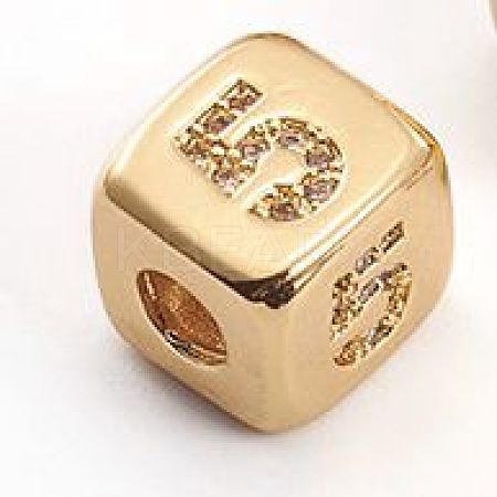 Brass Micro Pave Cubic Zirconia Beads ZIRC-L091-021G-05-1