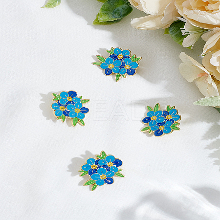 4Pcs Flower Theme Enamel Pins JEWB-LP0005-04-1