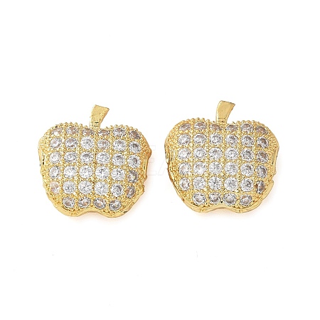 Brass Micro Pave Cubic Zirconia Charms KK-C086-11G-1