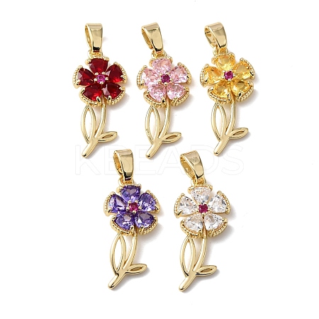 Brass Micro Pave Cubic Zirconia Pendants KK-Z141-06G-1