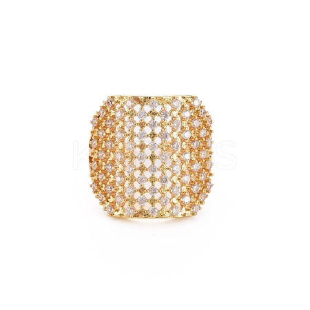 Brass Micro Pave Cubic Zirconia Cuff Rings RJEW-S045-150G-1