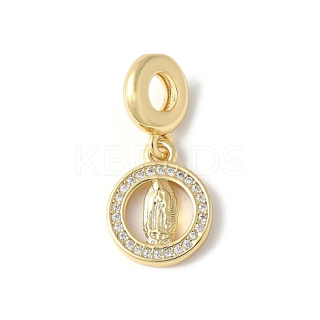 Brass Micro Pave Cubic Zirconia European Dangle Charms ZIRC-I071-24G-1