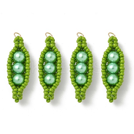 Glass Seed Beaded Pea Pendants PALLOY-MZ00922-01-1