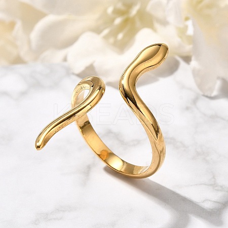 Snake 304 Stainless Steel Open Cuff Rings for Women RJEW-M046-02G-1