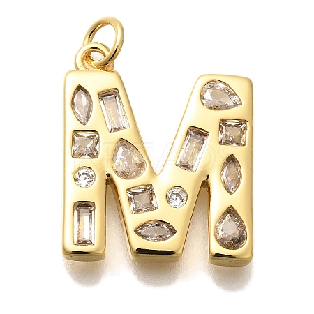 Brass Micro Pave Clear Cubic Zirconia Pendants KK-G521-01G-M-1