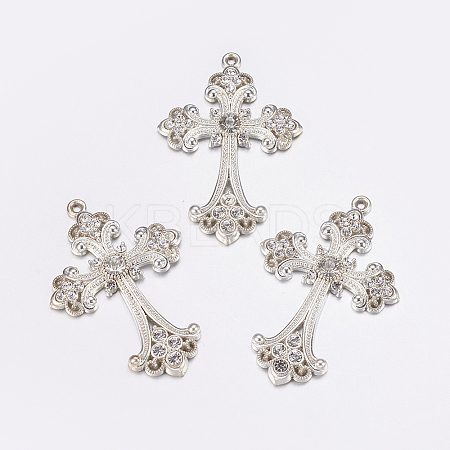 Alloy Rhinestone Cross Big Pendants LS-ALRI-1475-S-NR-1