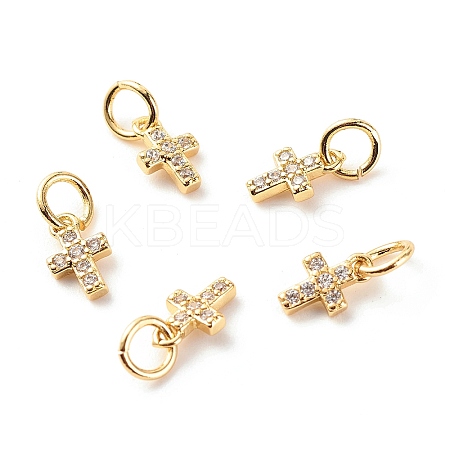 Brass Micro Pave Clear Cubic Zirconia Pendants LS-ZIRC-P094-18G-RS-1
