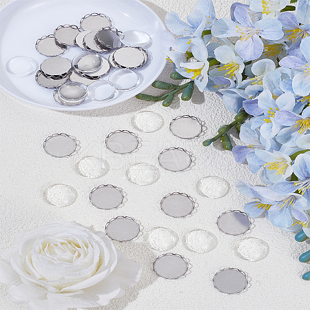 DIY Flat Round 304 Stainless Steel Cabochon Making Kits DIY-LP0005-06-1