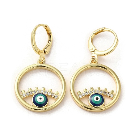 Evil Eye Real 18K Gold Plated Brass Dangle Leverback Earrings EJEW-Q797-09G-04-1
