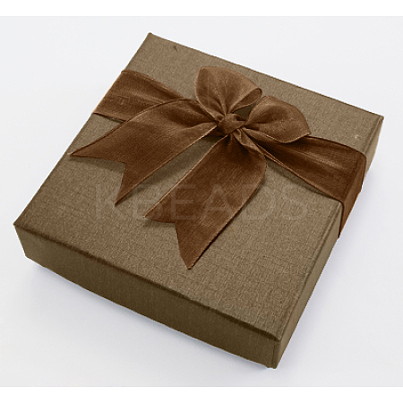 Square Bowknot Organza Ribbon Cardboard Bracelet Bangle Gift Boxes BC148-02-1