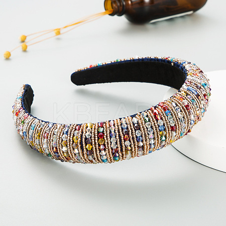 Bling Bling Glass Beaded Hairband OHAR-PW0007-26K-1