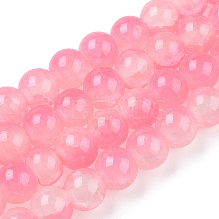 Crackle Baking Paint Imitation Jade Glass Beads Strands DGLA-T003-6mm-02-1