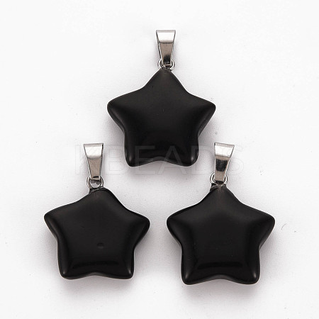 Star Natural Black Stone Pendants G-Q367-23-1