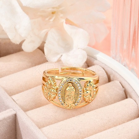 Brass Micro Pave Clear Cubic Zirconia Finger Rings for Women RJEW-Z081-01G-1