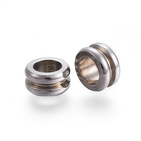Non-Tarnish 304 Stainless Steel Grooved Beads LS-A-STAS-I117-16A-P-1