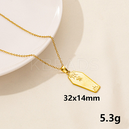 Stylish Stainless Steel Coffin Pendant Necklace for Women GL2077-10-1