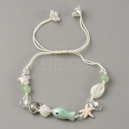 Resin Beads Braided Bead Bracelets for Women BJEW-WH0023-59A-1