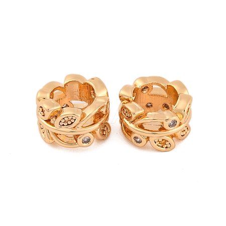 Brass Micro Pave Clear Cubic Zirconia European Beads KK-Z066-12G-1