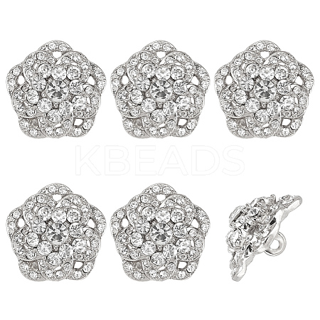 6Pcs 1-Hole Zinc Alloy Buttons FIND-FG0004-89S-1