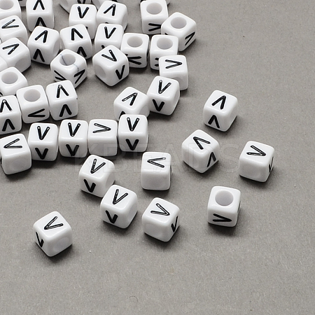 Large Hole Acrylic Letter European Beads SACR-Q103-7mm-01V-1