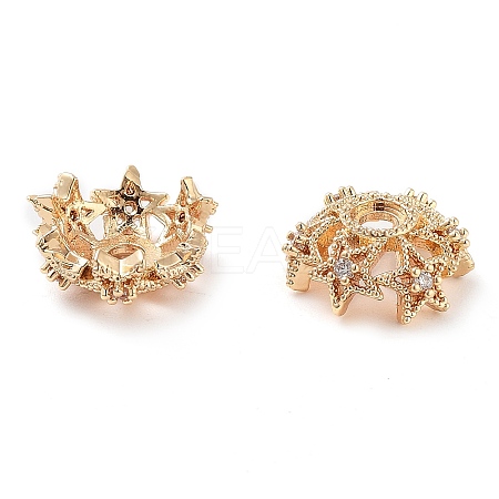Brass Micro Pave Clear Cubic Zirconia Bead Caps KK-U028-01G-1