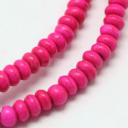 Dyed Synthetical Turquoise Rondelle Bead Strand G-P083-6mm-84A-1