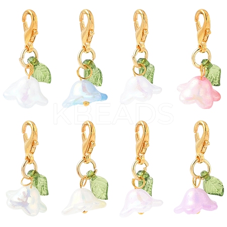 8Pcs 8 Colors Flower Acrylic Pendant Decorations HJEW-FS00034-04-1
