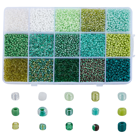 180G 15 Styles Glass Seed Beads SEED-HY0001-39-1