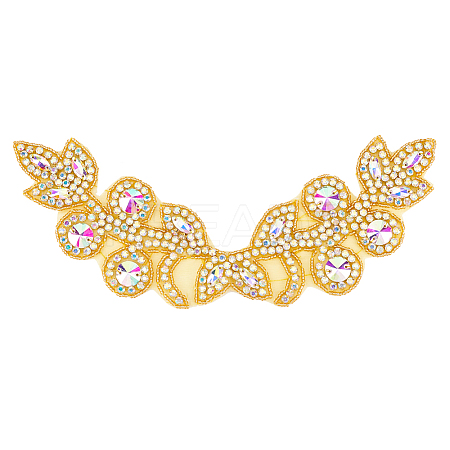 Flower Pattern Rhinstone Appliques AJEW-FG0002-40A-1