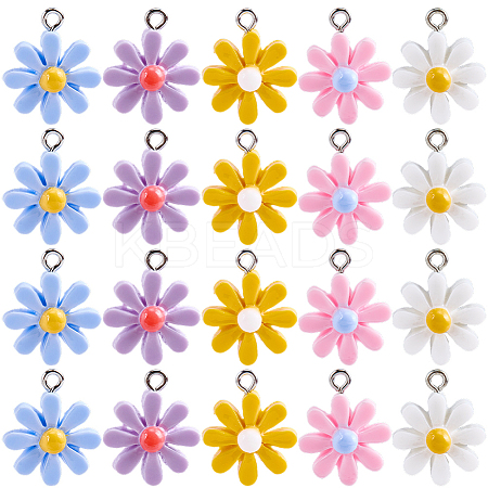 50Pcs 5 Colors Opaque Resin Pendants RESI-SC0036-55-1