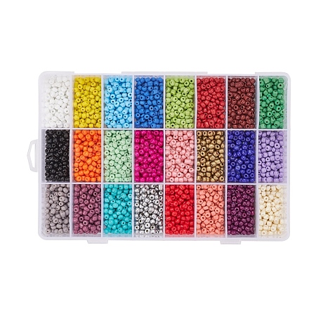 360G 24 Colors Glass Seed Beads SEED-YW0001-12C-1