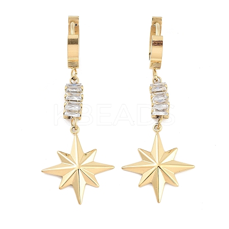 Star 304 Stainless Steel Dangle Earrings EJEW-L283-077G-1