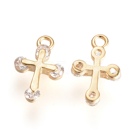 Brass Micro Pave Cubic Zirconia Charms KK-R015-078G-1