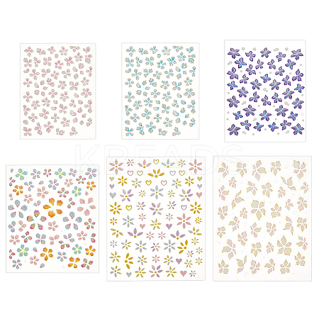 5Pcs 5 Styles PVC Nail Art Stickers Decals MRMJ-FH0001-51-1