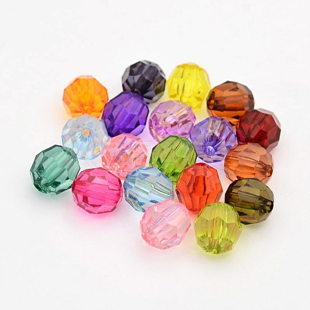 Faceted Transparent Acrylic Round Beads X-DB6MM-M-1