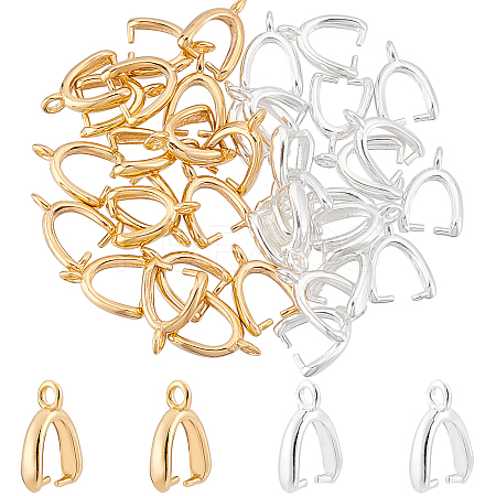 40Pcs 2 Colors Rack Plating Eco-friendly Brass Ice Pick Pinch Bails KK-FH0004-07-1